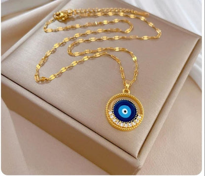 Dazelio Gold Plated Evil Eye Pendant Necklace for Women