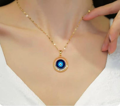 Dazelio Gold Plated Evil Eye Pendant Necklace for Women
