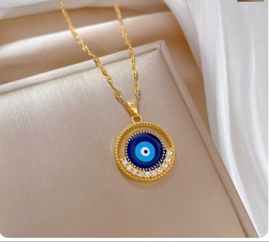 Dazelio Gold Plated Evil Eye Pendant Necklace for Women