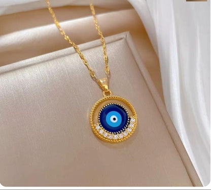 Dazelio Gold Plated Evil Eye Pendant Necklace for Women