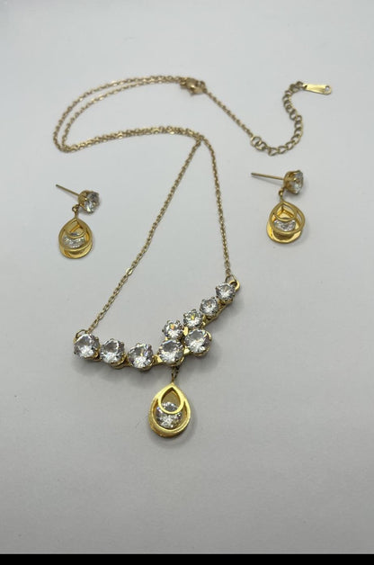 Dazelio Gold Plated Crystal Necklace & Earrings Set for Women