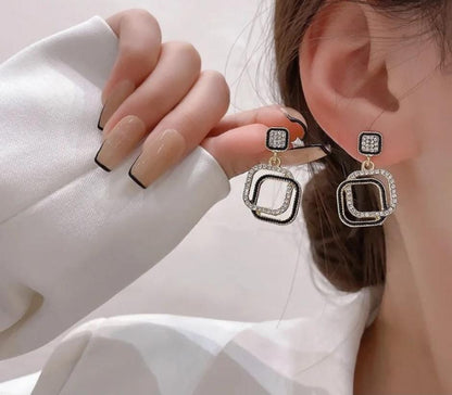 Dazelio Black & Gold Statement Earrings for Women