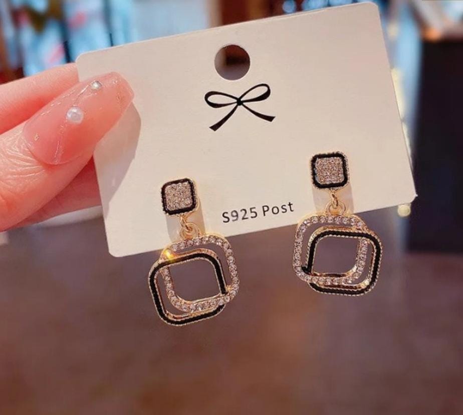 Dazelio Black & Gold Statement Earrings for Women
