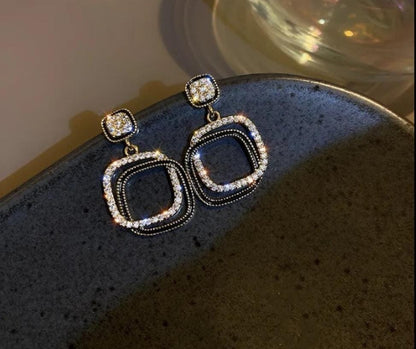 Dazelio Black & Gold Statement Earrings for Women