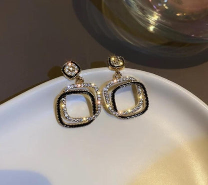 Dazelio Black & Gold Statement Earrings for Women