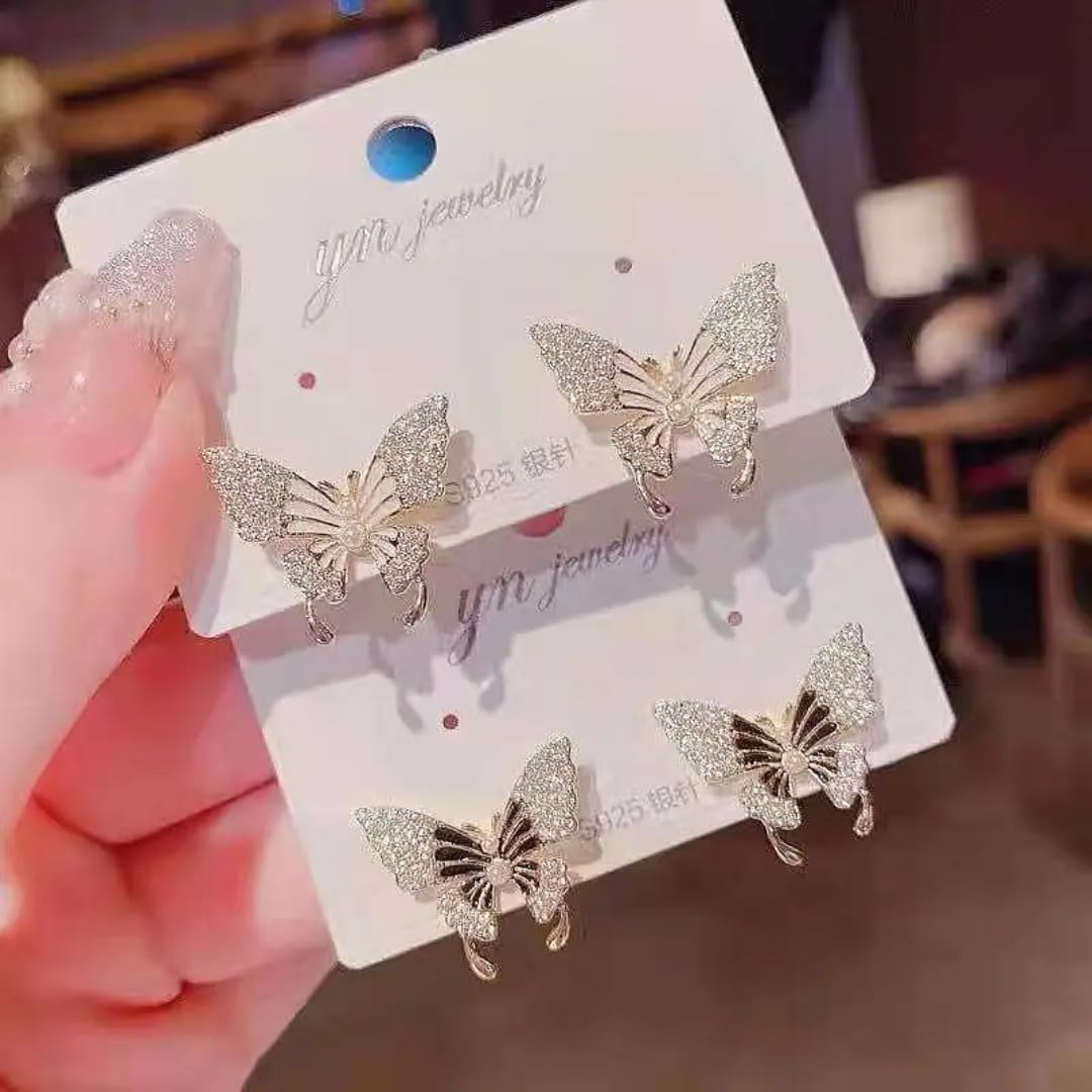 Dazelio Sparkling Butterfly Stud Earrings for Women