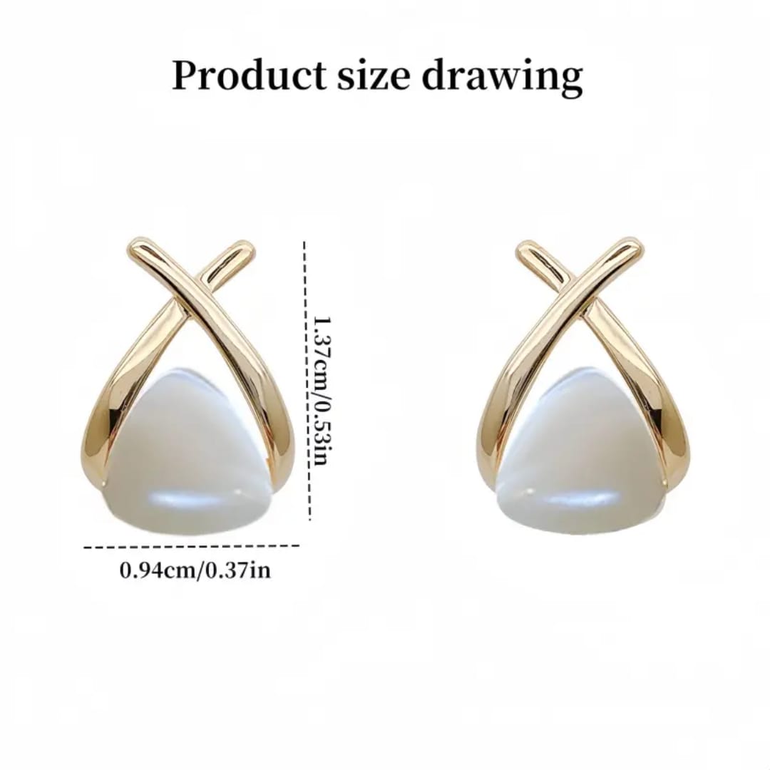 Dazelio Gold Plated Pearl Geometric Stud Earrings for Women