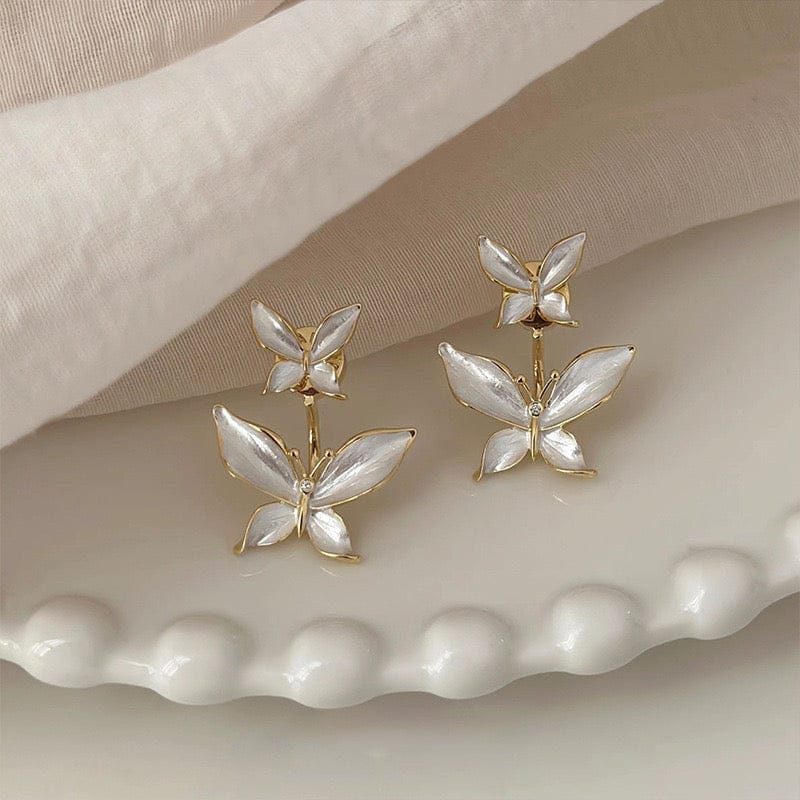 Dazelio Pearl Butterfly Gold-Tone Stud Earrings