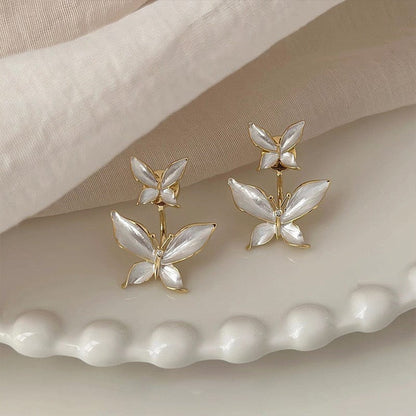 Dazelio Pearl Butterfly Gold-Tone Stud Earrings