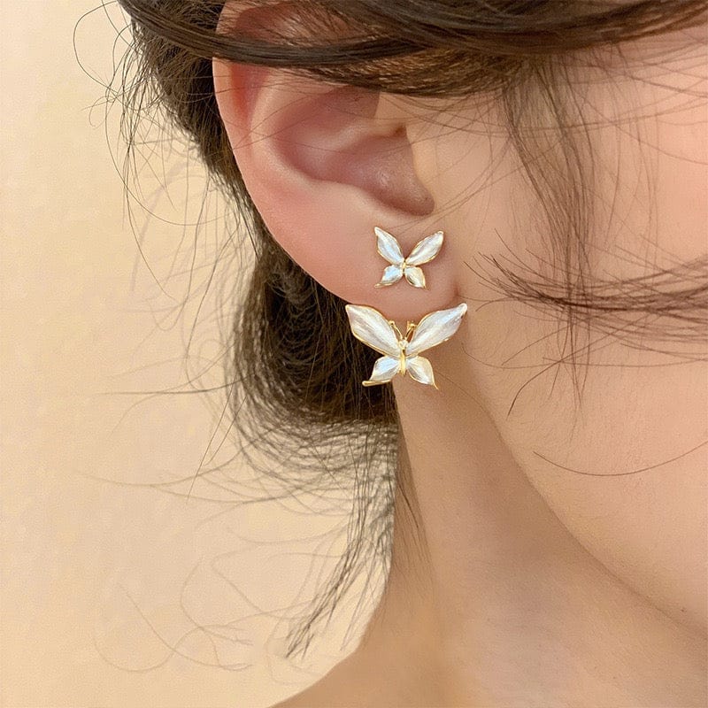 Dazelio Pearl Butterfly Gold-Tone Stud Earrings