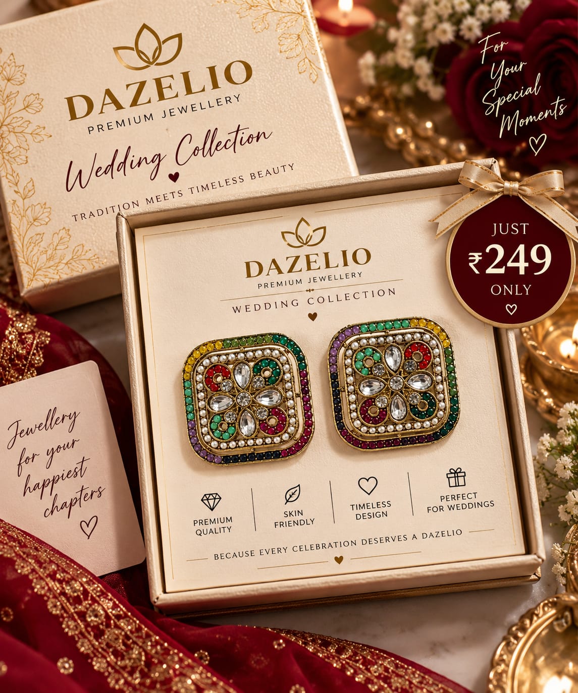 Multicolor Square Statement Earrings for Women
