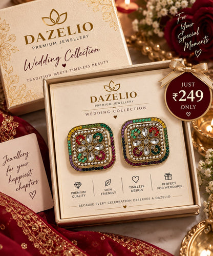 Multicolor Square Statement Earrings for Women