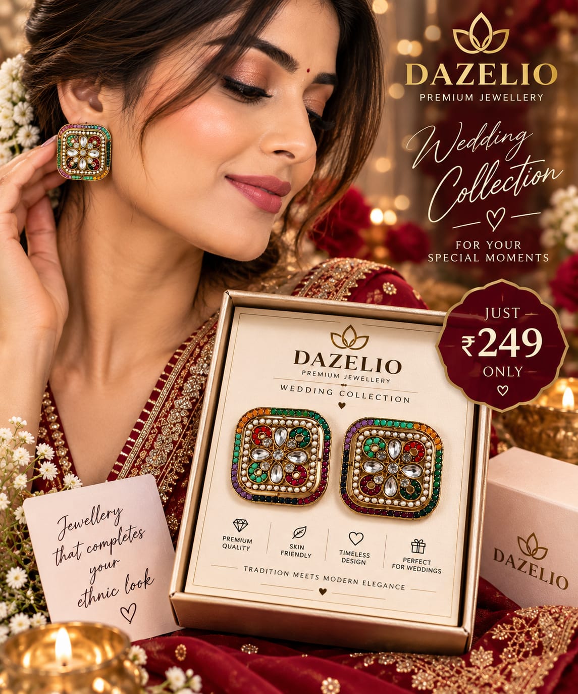 Multicolor Square Statement Earrings for Women