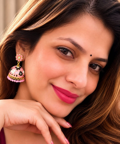 Amica Slexia Pink Floral Jhumka Earrings for Women