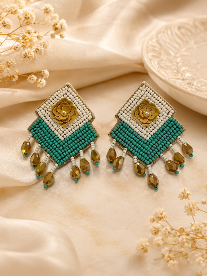 AmicaSlexia Turquoise Bloom Beaded Drop Earrings