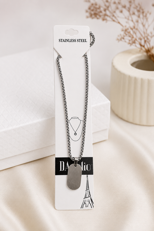 Stainless Steel Dog Tag Pendant Chain Necklace for Men