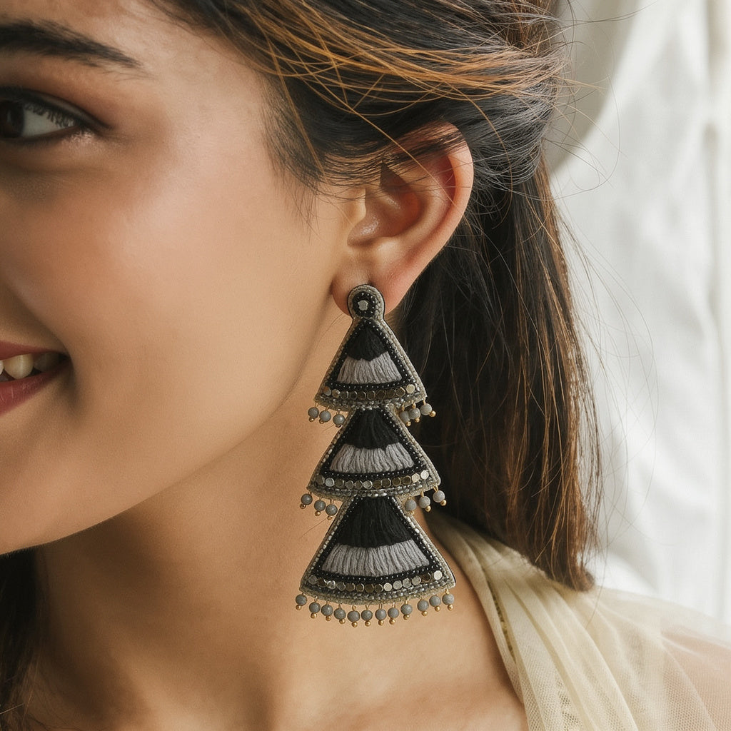 Black Pure Banjara Design Jhumka