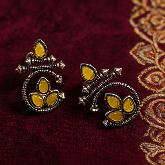 Dazelio Yellow Stone Oxidized Stud Earrings for Women