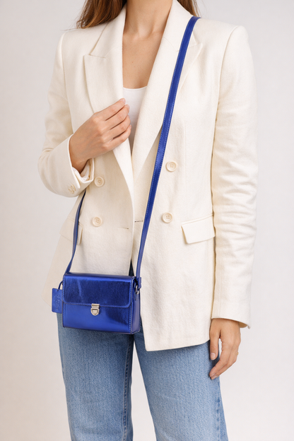 Women’s Metallic Blue Crossbody Sling Bag