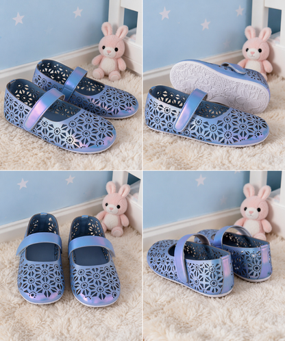 Amicaslexia Kids Metallic Blue Cutwork Ballerinas