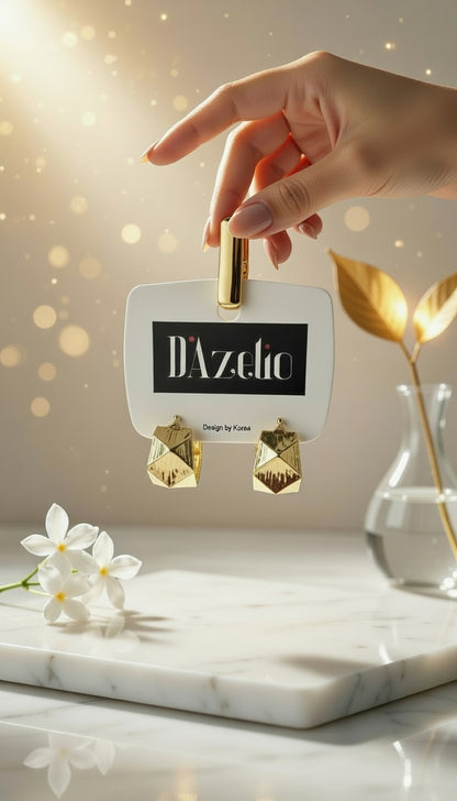 Dazelio Gold Geometric Drop Earrings for Women
