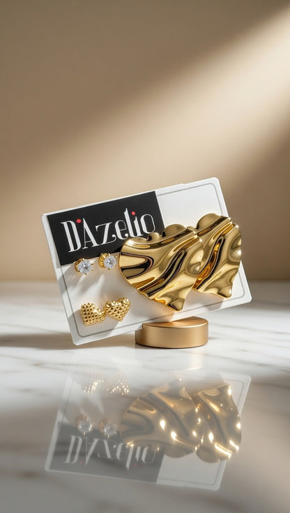 Dazelio Gold Statement Stud & Drop Earrings Set for Women