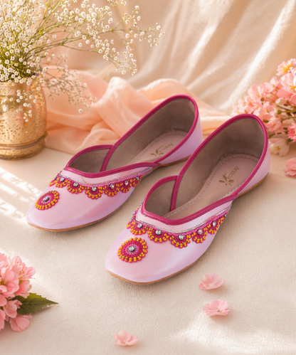 Amicaslexia Women’s Pastel Pink Embellished Ballerinas