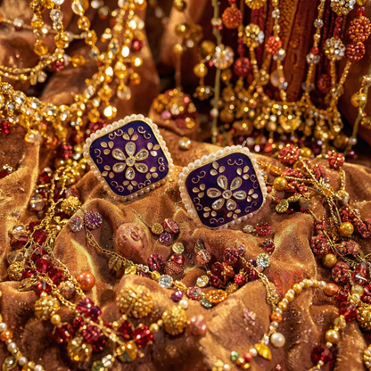 Dazelio Blue Kundan Floral Stud Earrings for Women