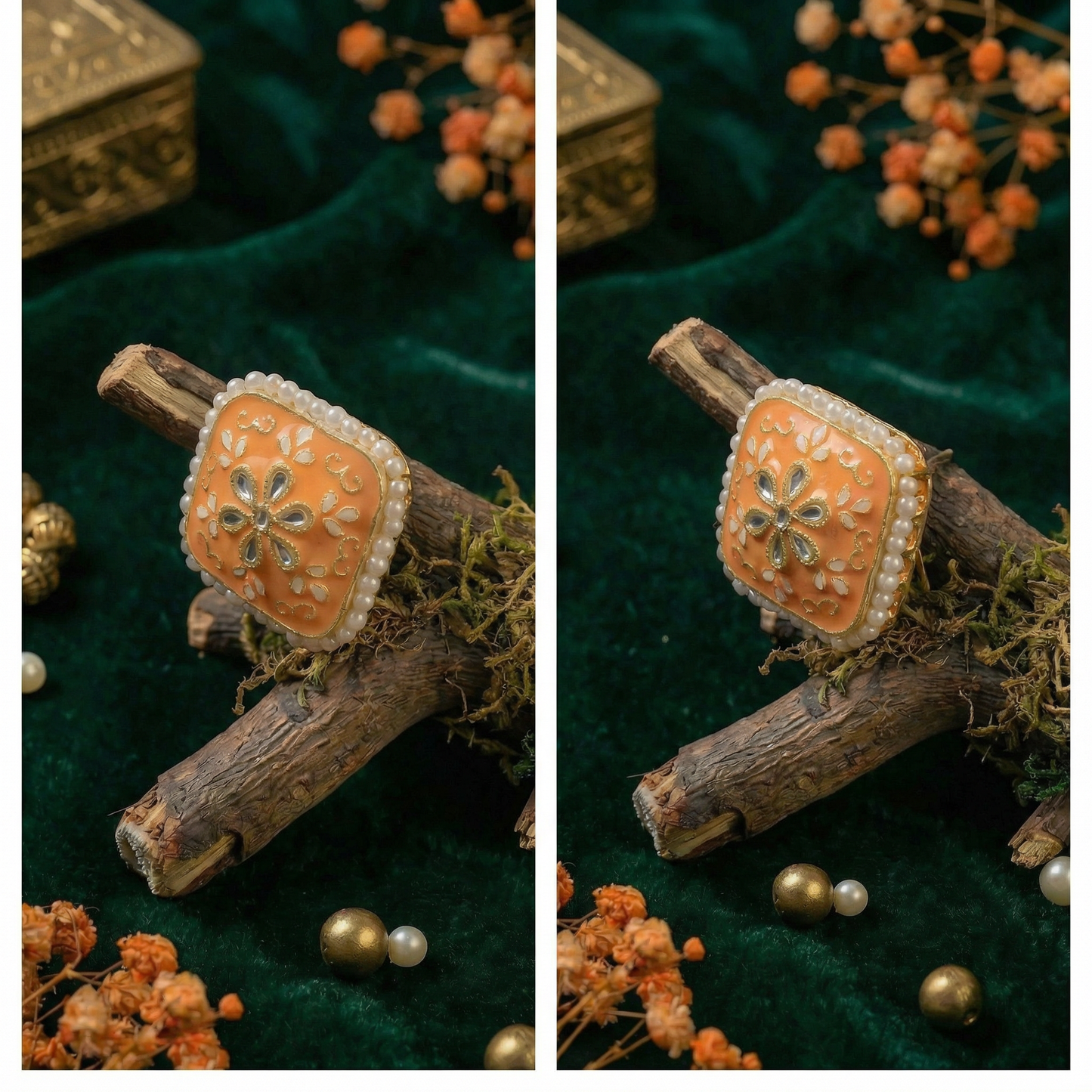 Dazelio Royal Blue Kundan Floral Stud Earrings for Women