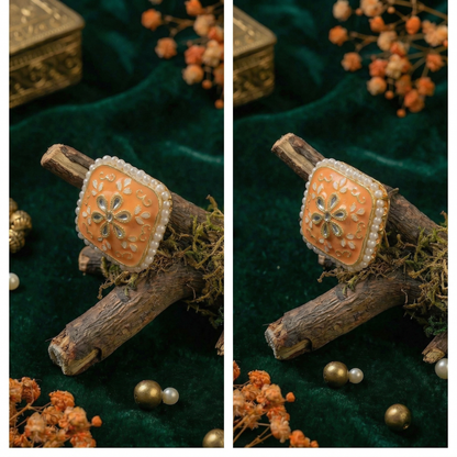 Dazelio Royal Blue Kundan Floral Stud Earrings for Women