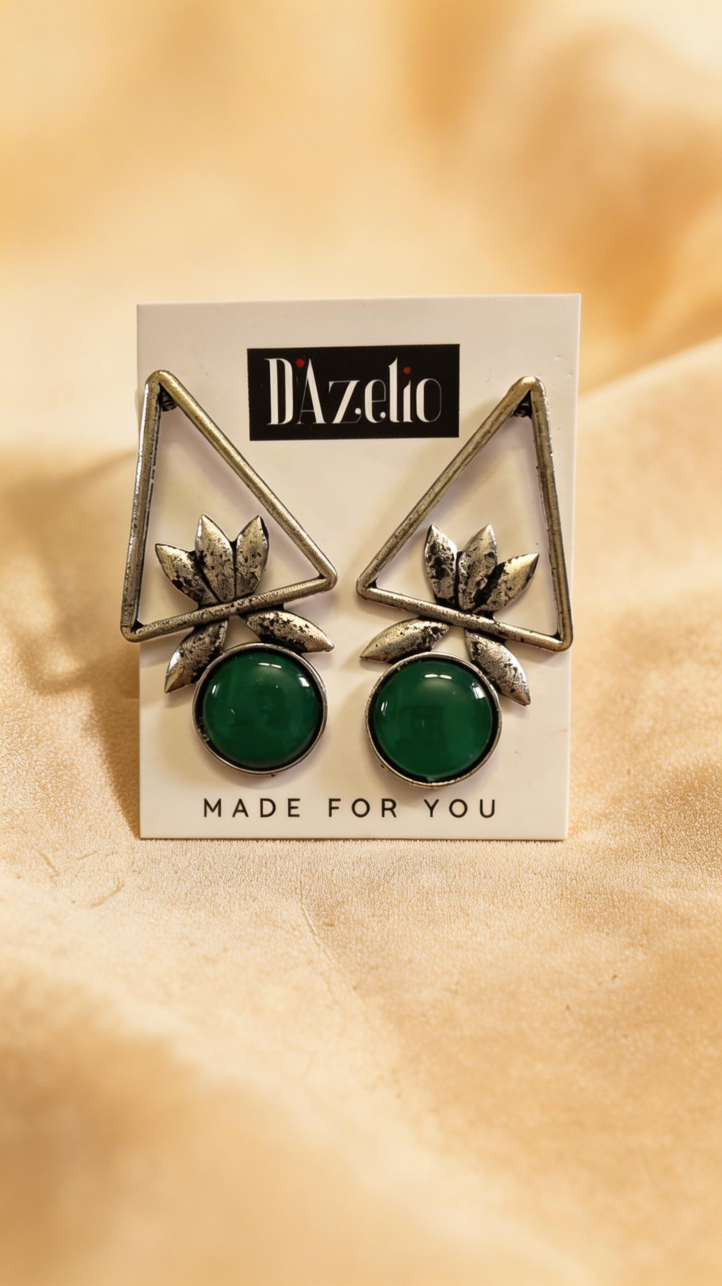 Dazelio Green Geometric Floral Drop Earrings for Women