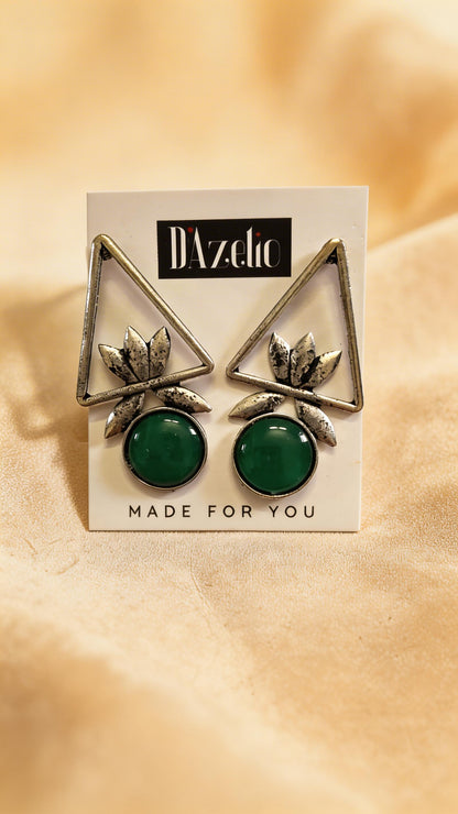 Dazelio Green Geometric Floral Drop Earrings for Women
