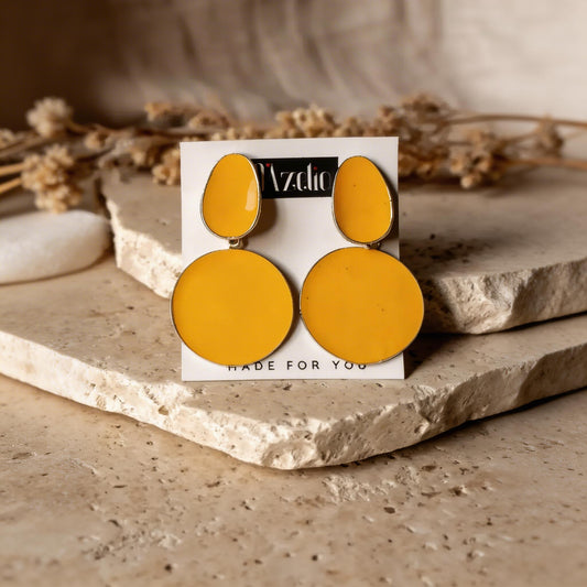 Dazelio Mustard Yellow Statement Drop Earrings for Women