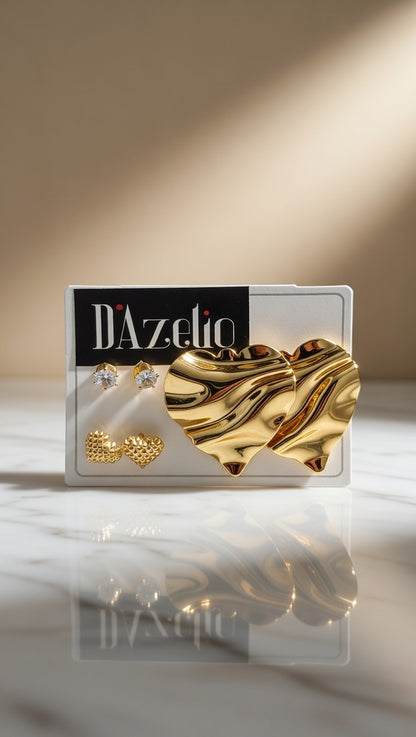 Dazelio Gold Statement Stud & Drop Earrings Set for Women