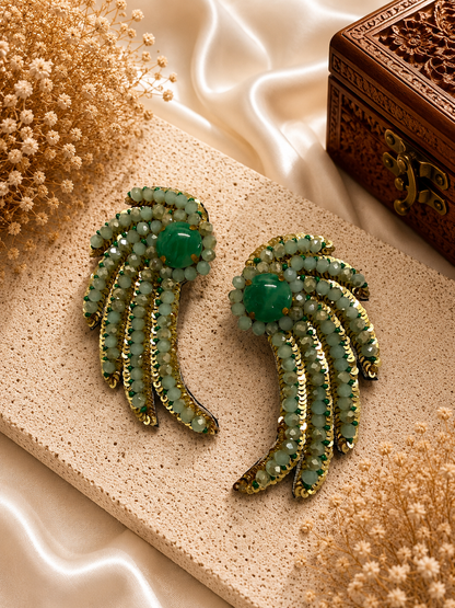 Amicaslexia Emerald Green Beaded Statement Earrings