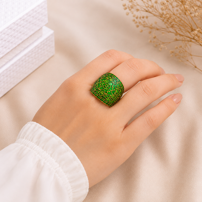 Dazelio Green Floral Antique Ring for Women