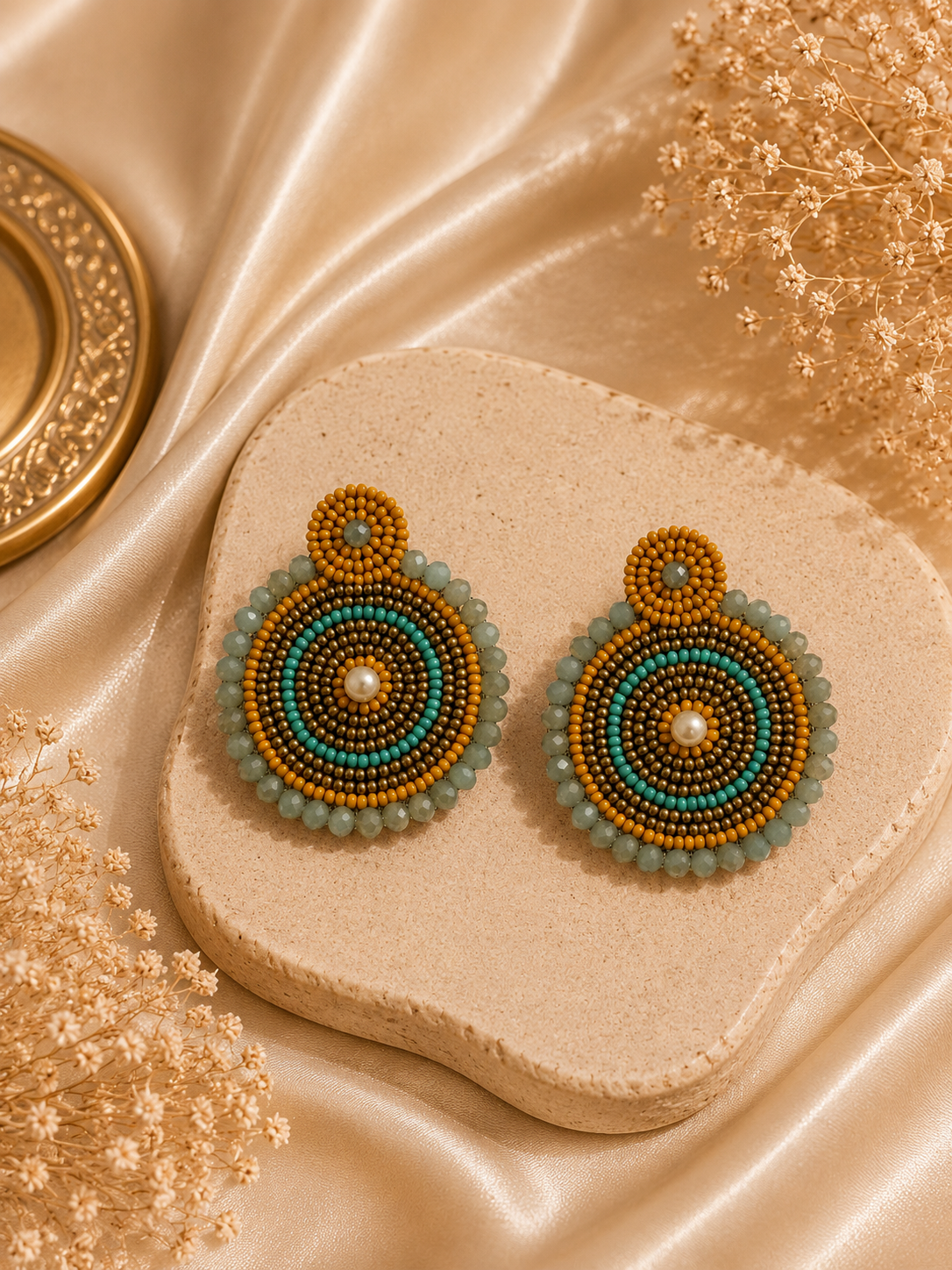 Amicaslexia Boho Mandala Handcrafted Beaded Statement Earrings