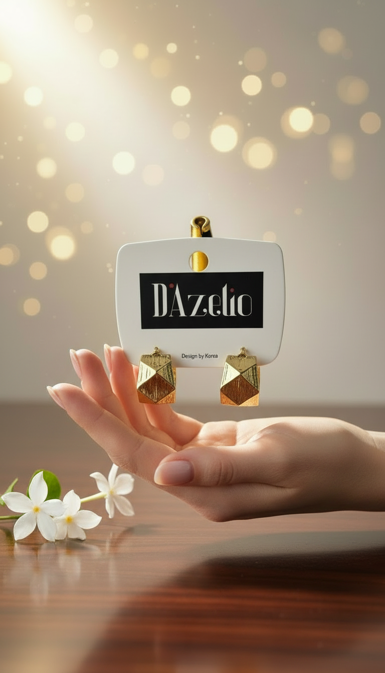 Dazelio Gold Geometric Drop Earrings for Women