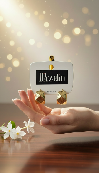 Dazelio Gold Geometric Drop Earrings for Women