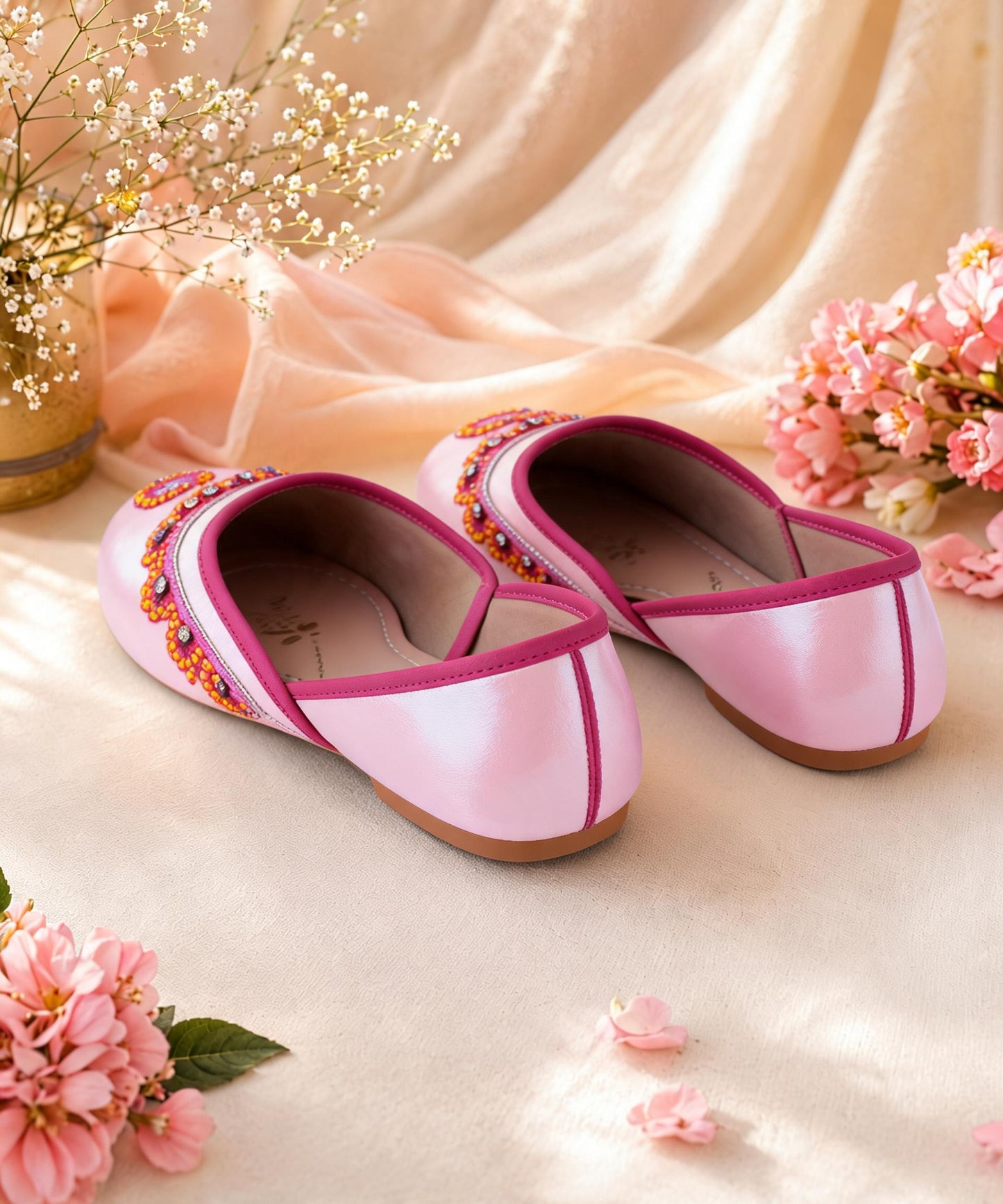 Amicaslexia Women’s Pastel Pink Embellished Ballerinas