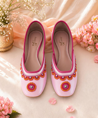 Amicaslexia Women’s Pastel Pink Embellished Ballerinas