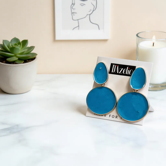 Dazelio Blue Statement Drop Earrings for Women