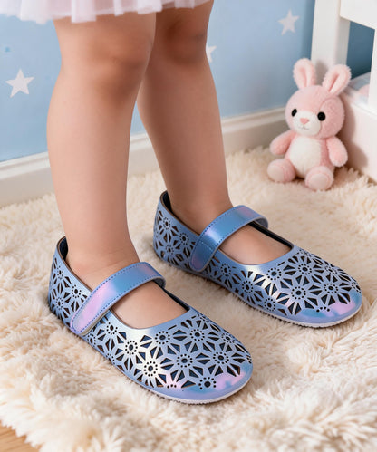 Amicaslexia Kids Metallic Blue Cutwork Ballerinas