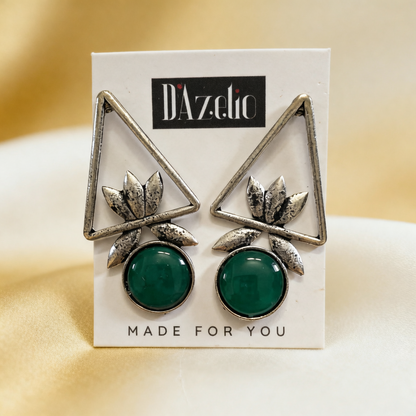 Dazelio Green Geometric Floral Drop Earrings for Women