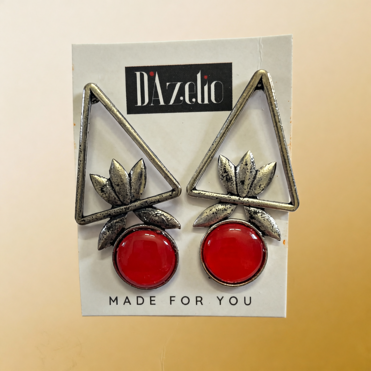 Dazelio Red Geometric Floral Drop Earrings for Women
