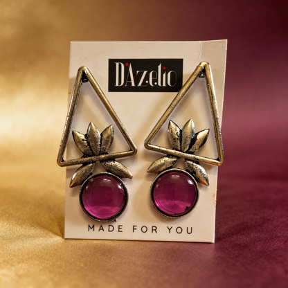 Dazelio Pink Geometric Floral Drop Earrings for Women