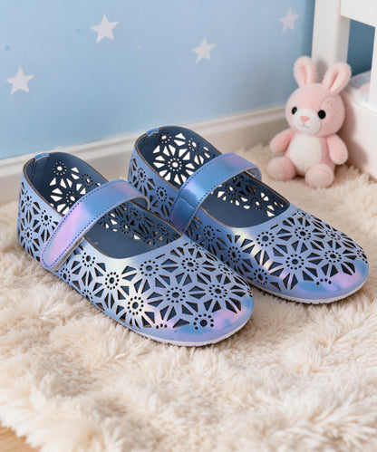Amicaslexia Kids Metallic Blue Cutwork Ballerinas