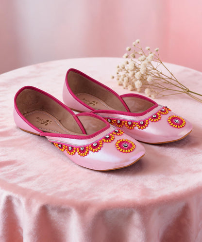 Amicaslexia Women’s Pastel Pink Embellished Ballerinas