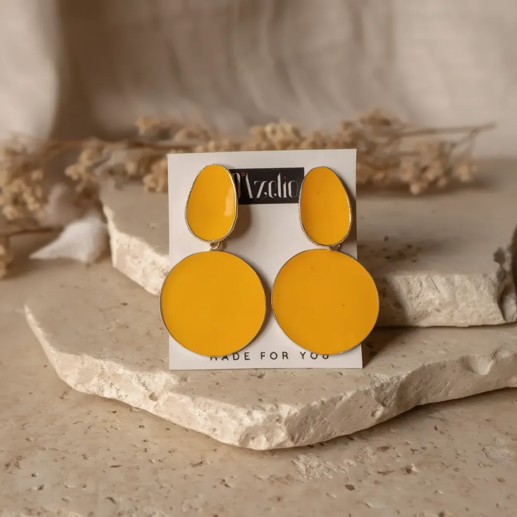 Dazelio Mustard Yellow Statement Drop Earrings for Women