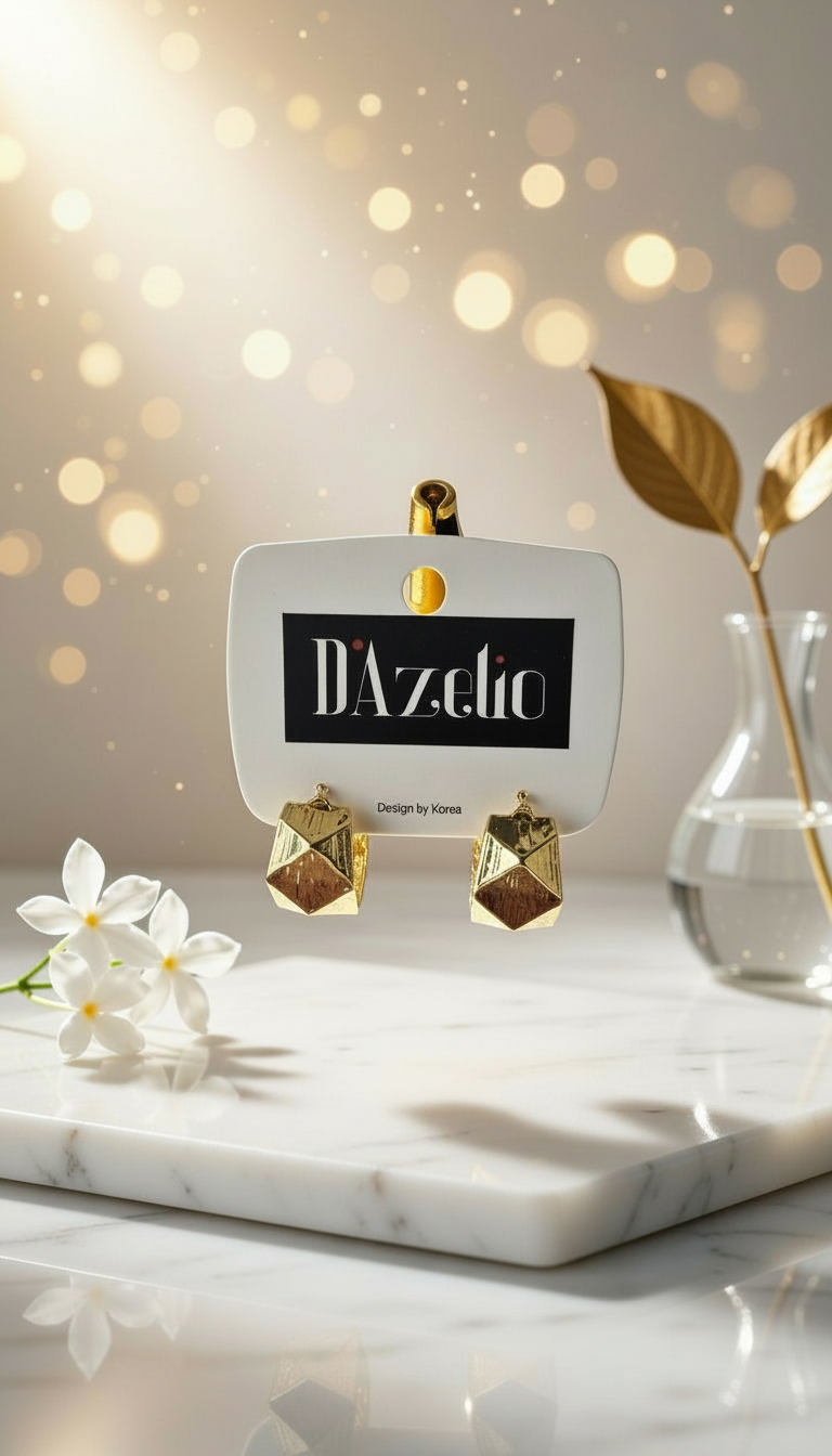 Dazelio Gold Geometric Drop Earrings for Women